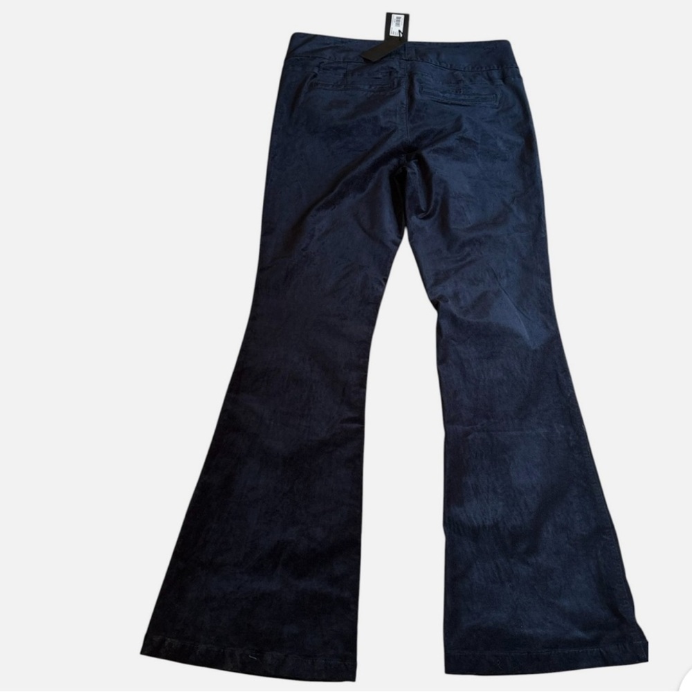 NEW Paige Women's Size 33 High Rise Lou Lou Flare Velvet y2k Pants Navy MSRP$249 - Picture 2 of 7